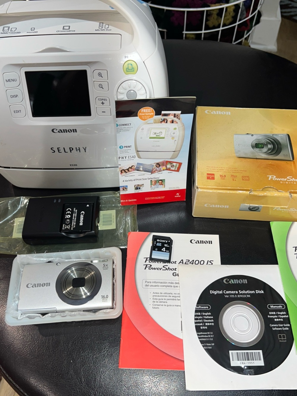 CanonPowerShot& SELPHY White Portable Photo Printer with Accessories and Manuals